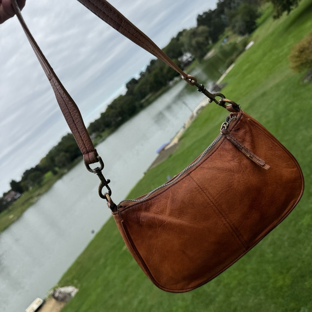 American Leather Co. Julia Baguette Shoulder Strap Tan Light Brown Super Soft